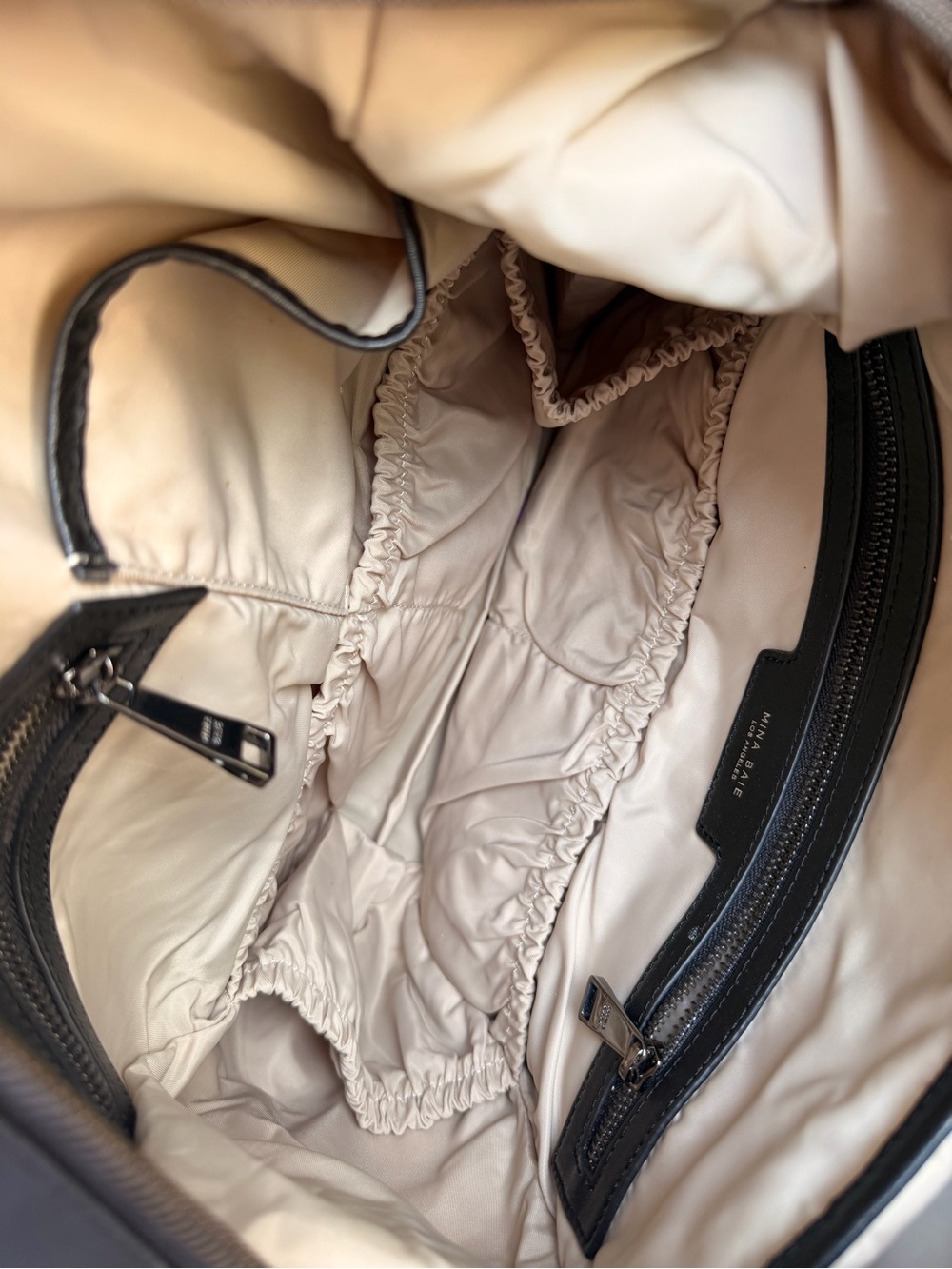 Mina Baie Black diaper Bag nylon Backpack - Picture 2 of 11